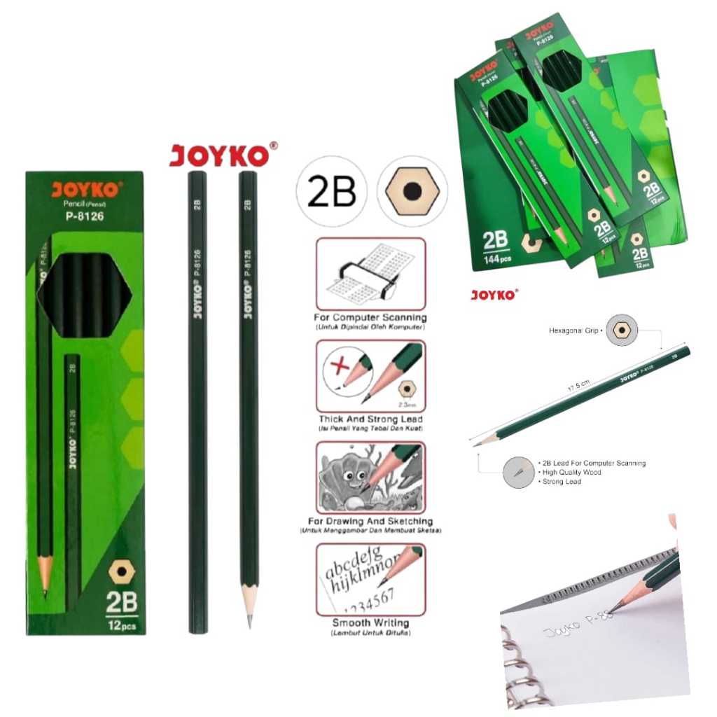 

Pensil 2B Joyko P-8126 Isi 12 Pcs / Pensil 2B Murah Meriah