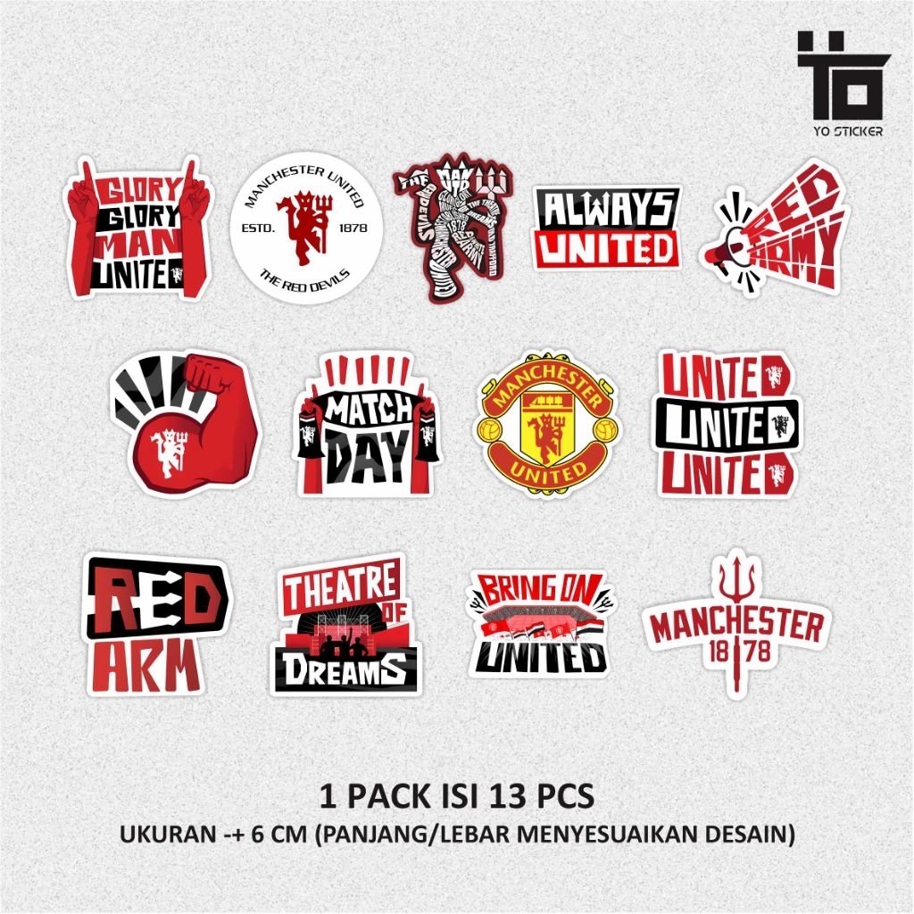 

1 PACK ISI 13 PCS/STICKER MANCHESTER UNITED SERIES/GLORY MAN UNITED