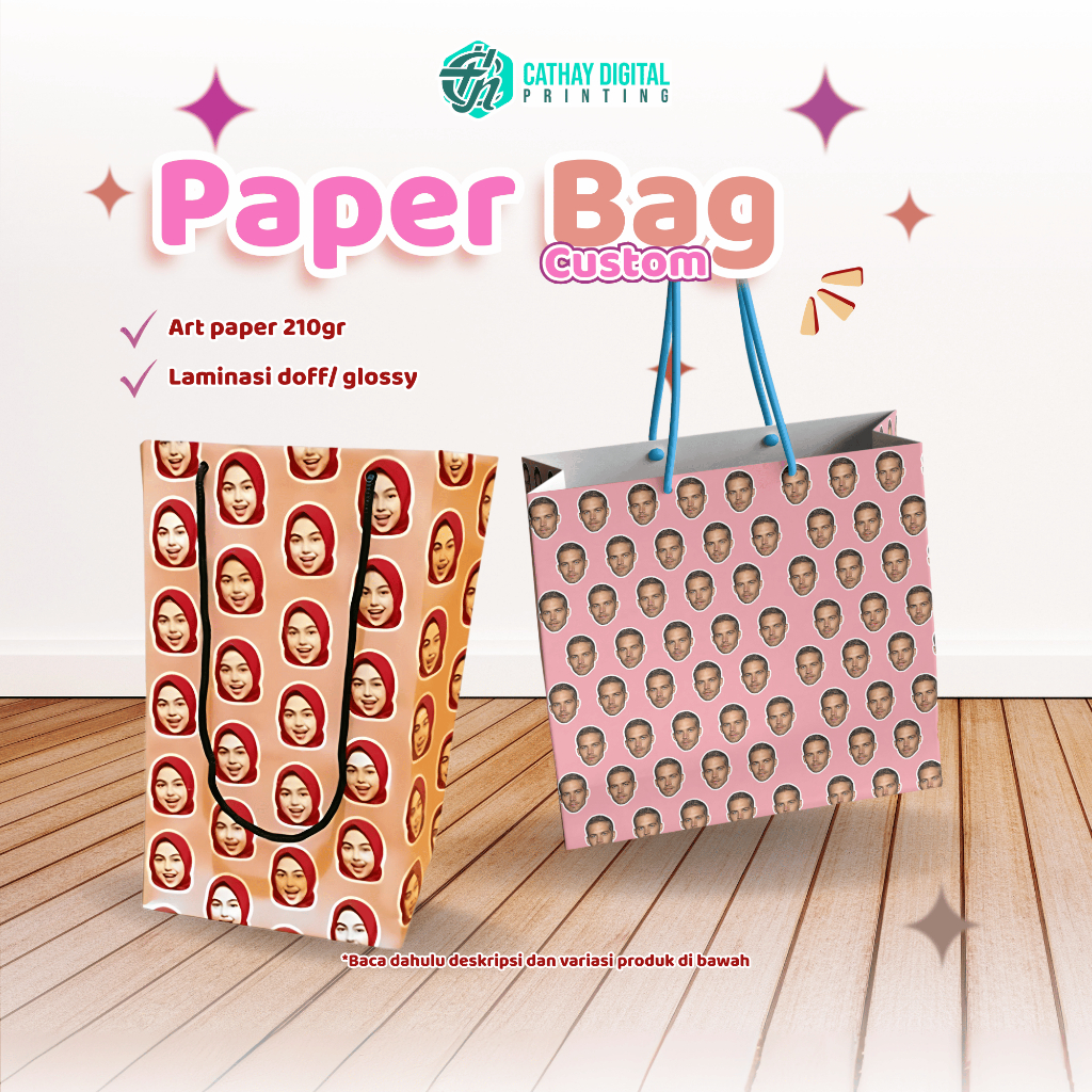 

Paperbag Kertas custom ukuran max 30 x 25 x 9