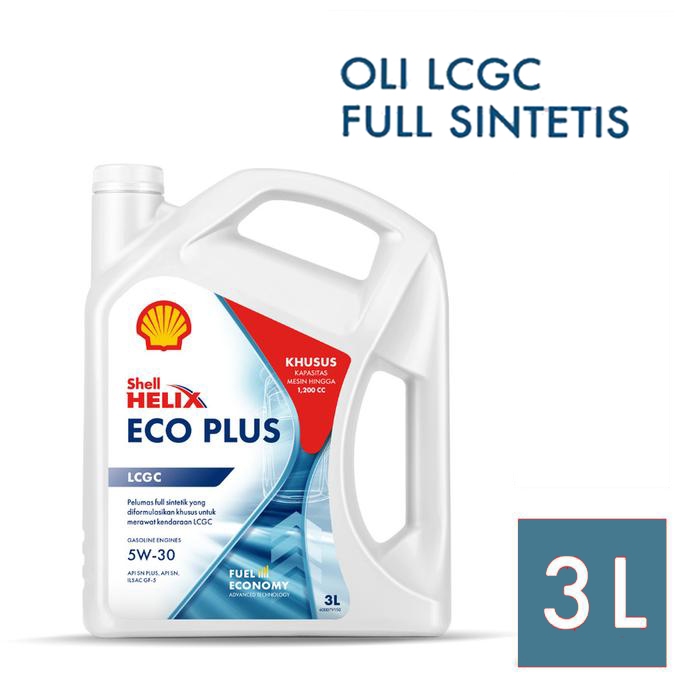 Shell Helix ECO PLUS FULLY SYNTHETIC 5W-30 SEGEL HOLOGRAM 3 Liter Original - Oli Mobil HONDA BRIO RS