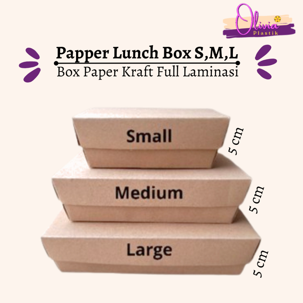 

Lunch Box Kardus Full Laminasi / Lunch Box Paper Kraft Coklat Laminasi Ukuran S/M/L Tebal 275gsm
