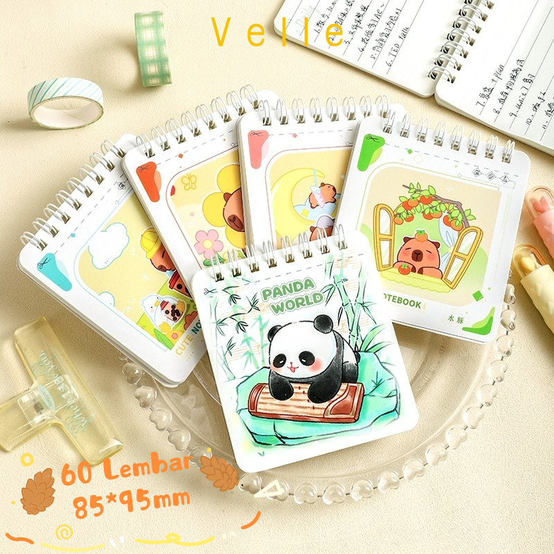 

VELLE Notebook Mini/ Coil Mini Book/ Buku Kecil/ Buku Catatan Kecil/ Buku Mini Coil/ Cute Book Panda