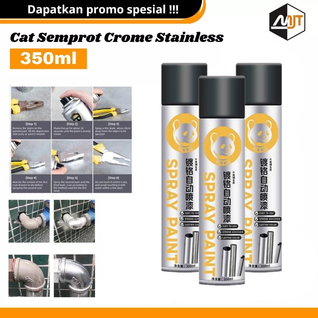 Cat Semprot Chrome 350ml Chrome Spray Pain Warna Chrome Krum Stainless Automotive Metallic Paint Chr