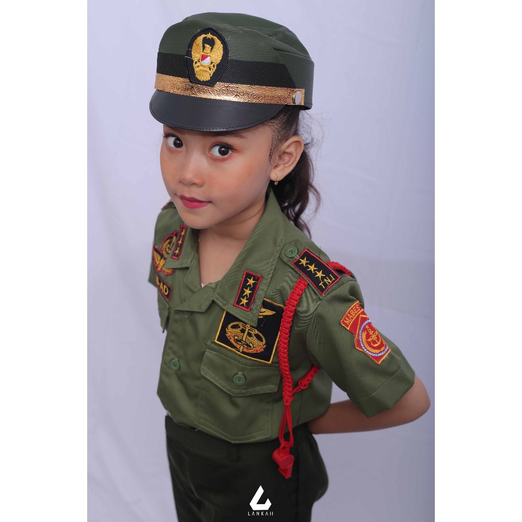 Blush Blossom Baju Pendek Military Anak TNI AD Anak Perempuan Angkatan Darat