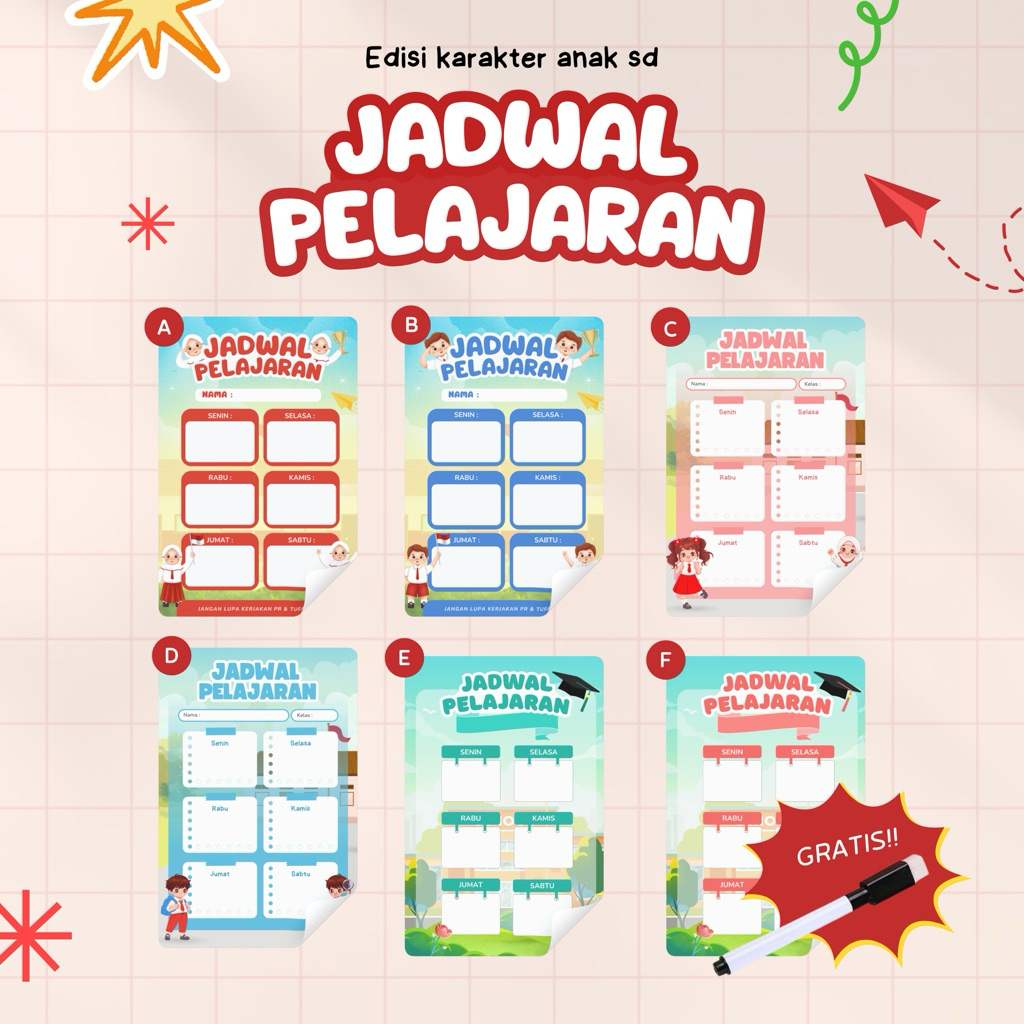 

Jadwal pelajaran anak sd lucu