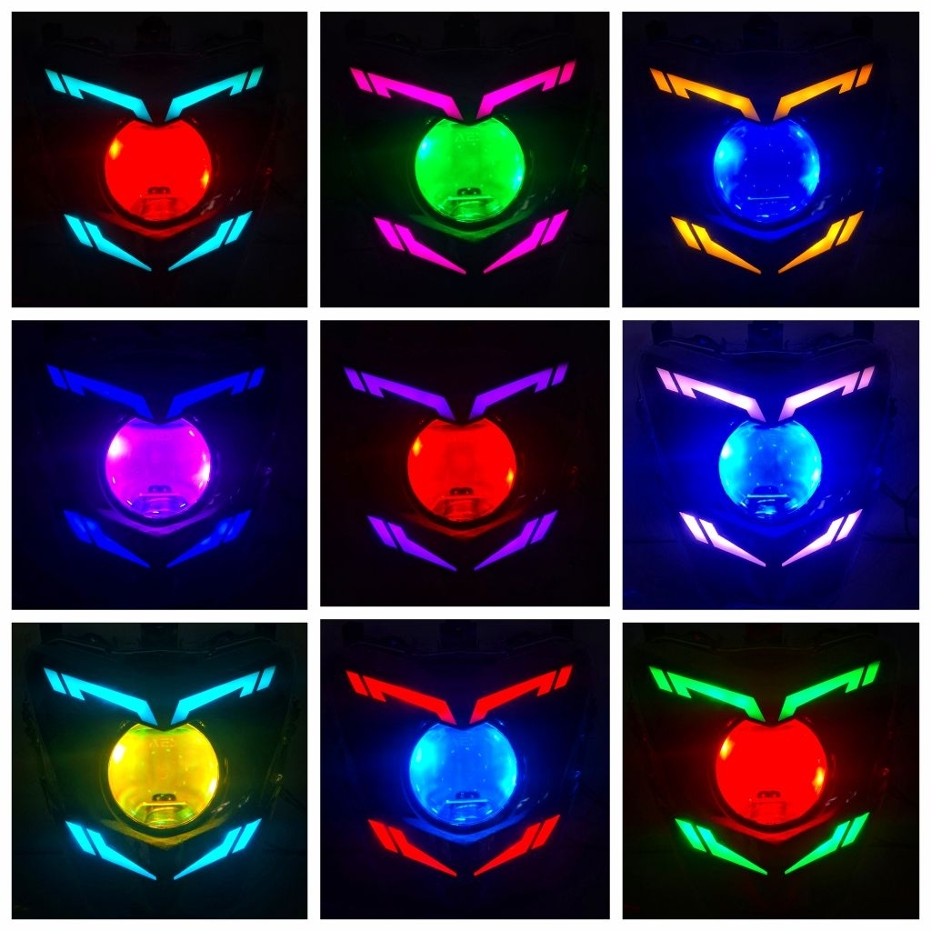 HEADLAMP SET LAMPU DEPAN CUSTOM LAZY EYES BILED AES EXPERIENCE RGB CONTROL ANDROID HP HONDA NEW CB 1