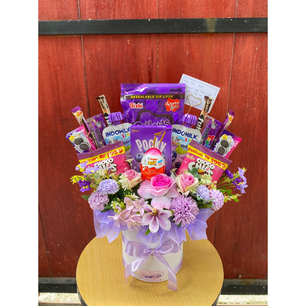 BLOOM BOX BUNGA SNACK KINDERJOY Bunga Palsu bisa Dadakan