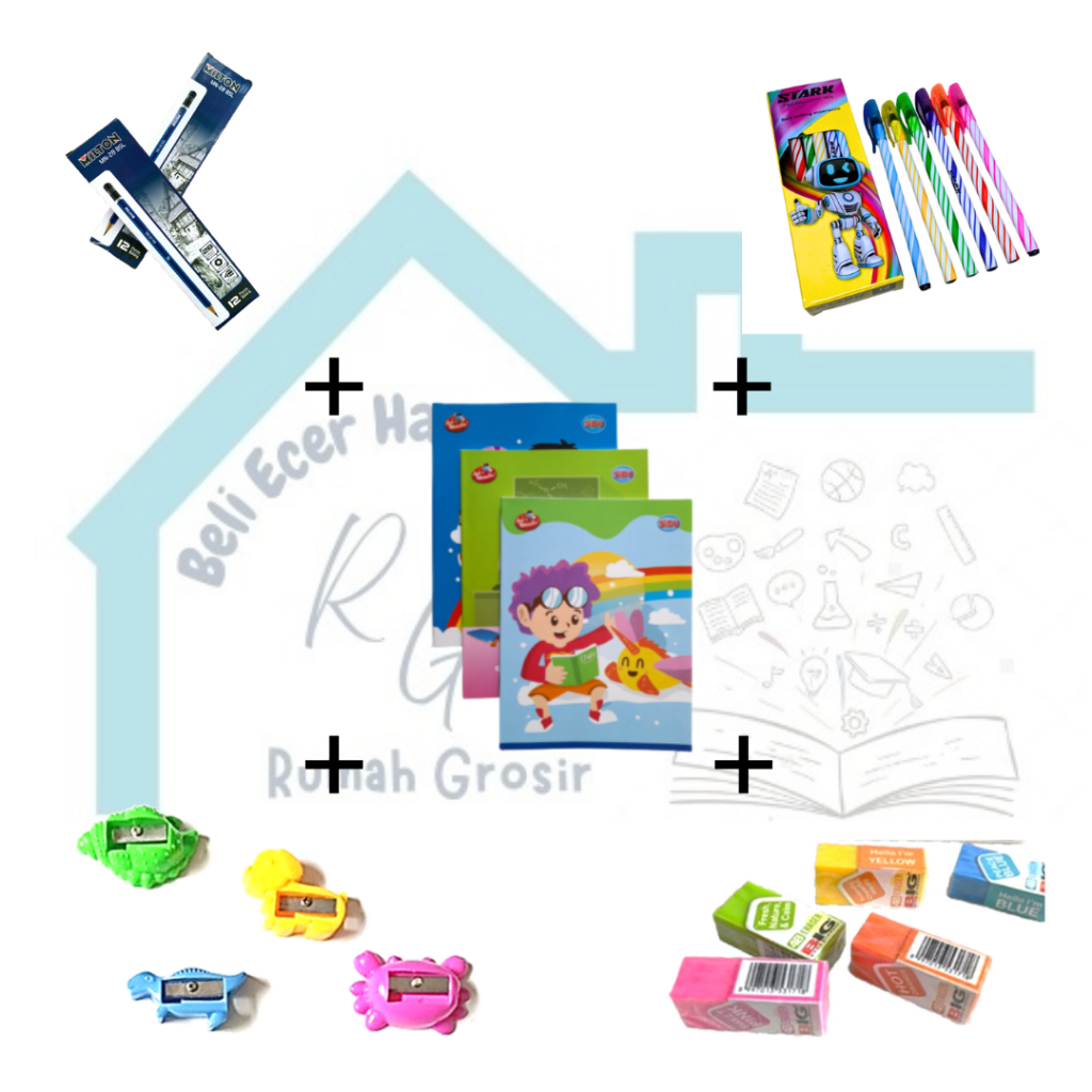 

Paket Back to School Berisi Buku Tulis Sidu 32 1Pack, Pensil 2B Milton MN-2B BSL 1Pack, Pen Stark ST-9106 1Pack, Rautan V-Tro 3Pcs dan Penghapus Big ER-9403 3Pcs