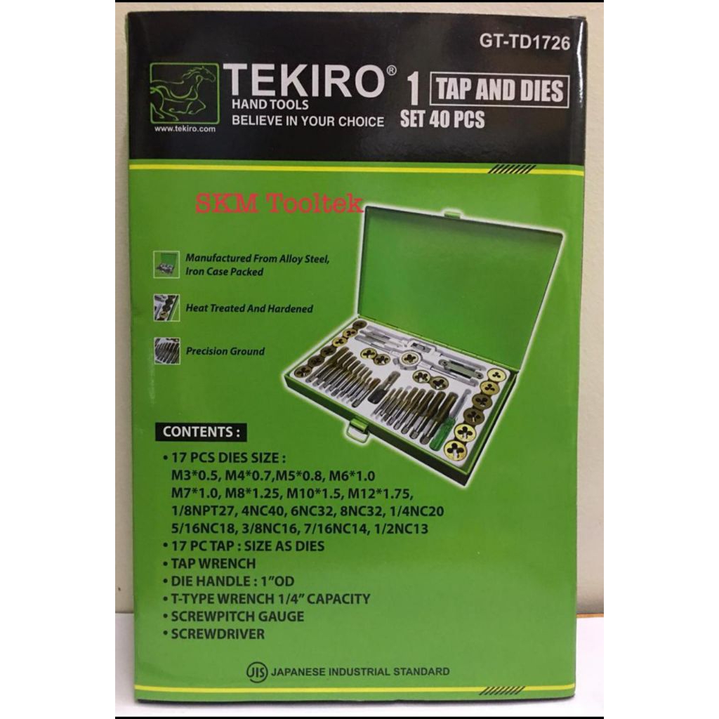 Tap & Dies Set 40Pcs Tekiro / Alat Tap & Snai Set 40Pcs Tekiro