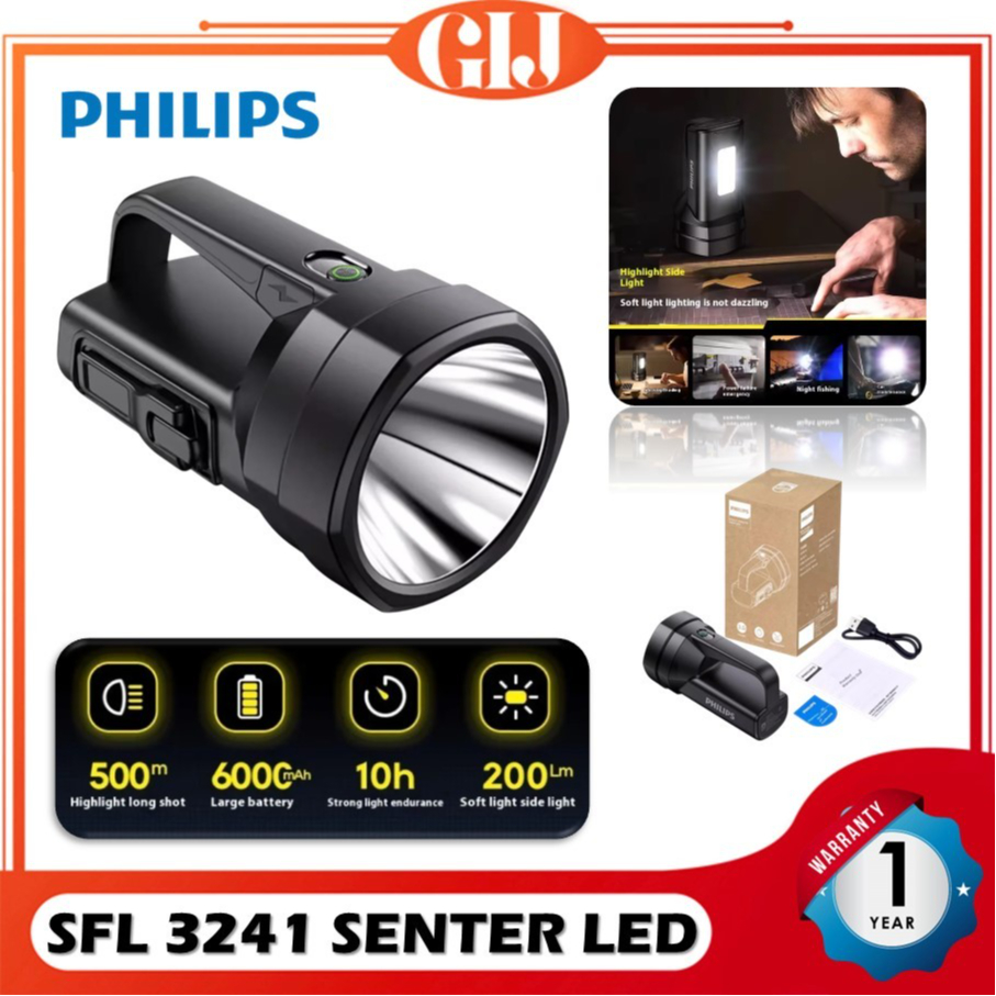 Philips Lampu Senter LED Multifungsi SFL3241 Senter Jumbo Dengan Dinamo dan Lampu Samping