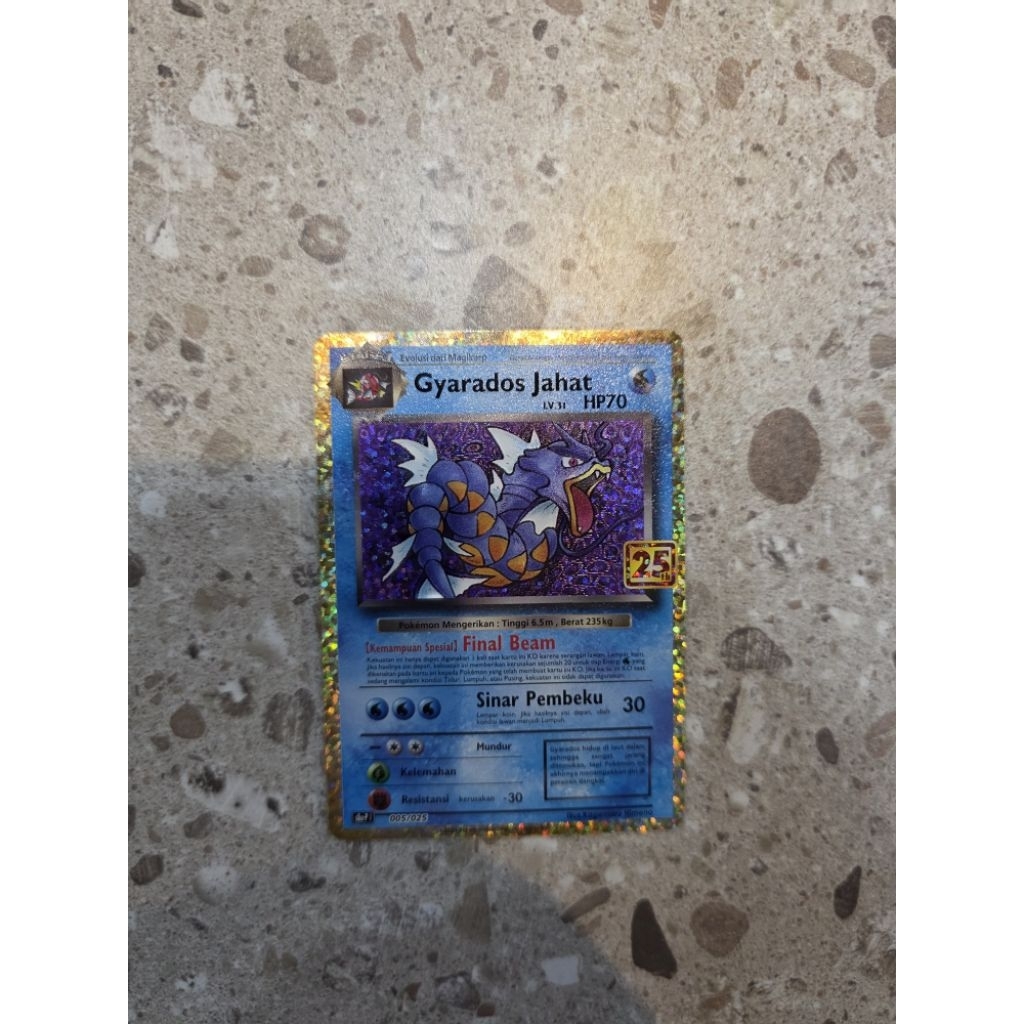 pokemon tcg gyarados jahat 005/025 25th pokemon indonesia original