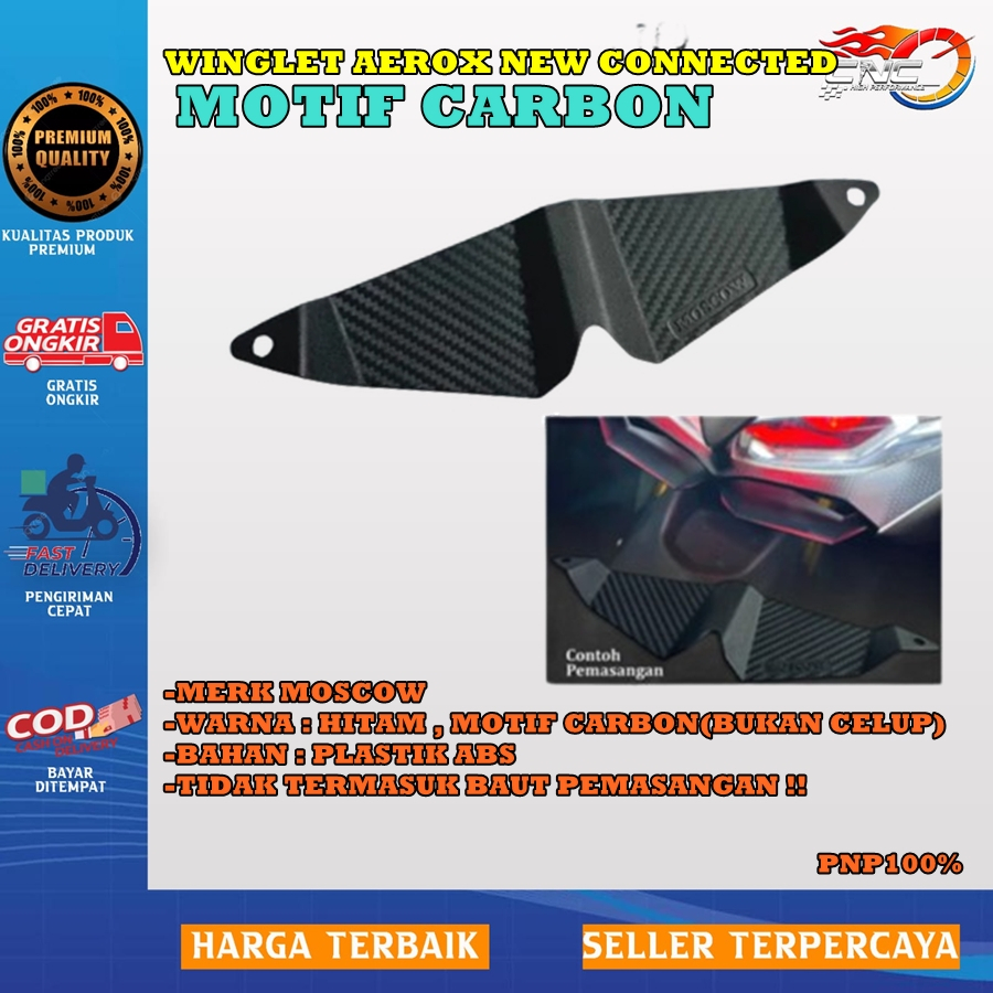 WINGLET AEROX NEW CONNECTED 155 SAYAP BAWAH AEROX MOTIF CARBON  NEW