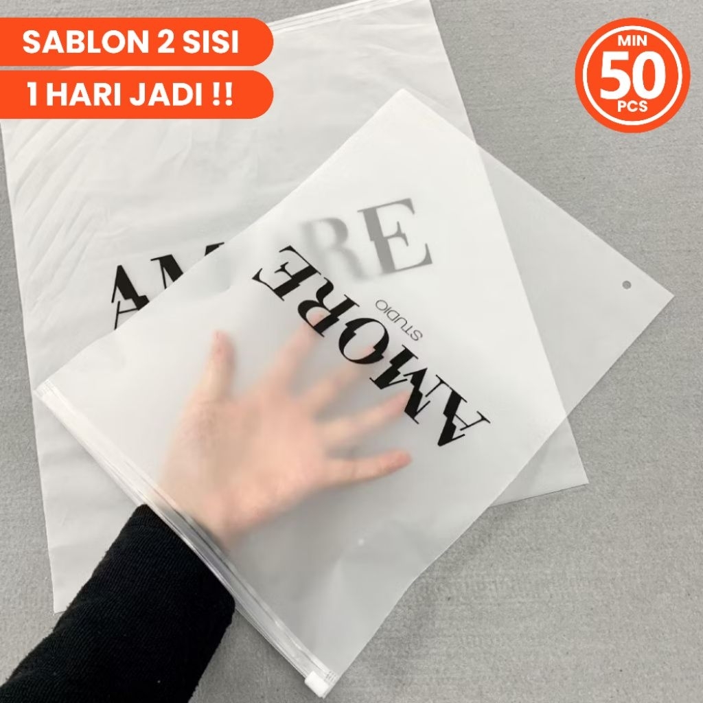 [SABLON 2 SISI] Ziplock Pouch Zipper Bag Custom Doff Kemasan Pakaian Premium