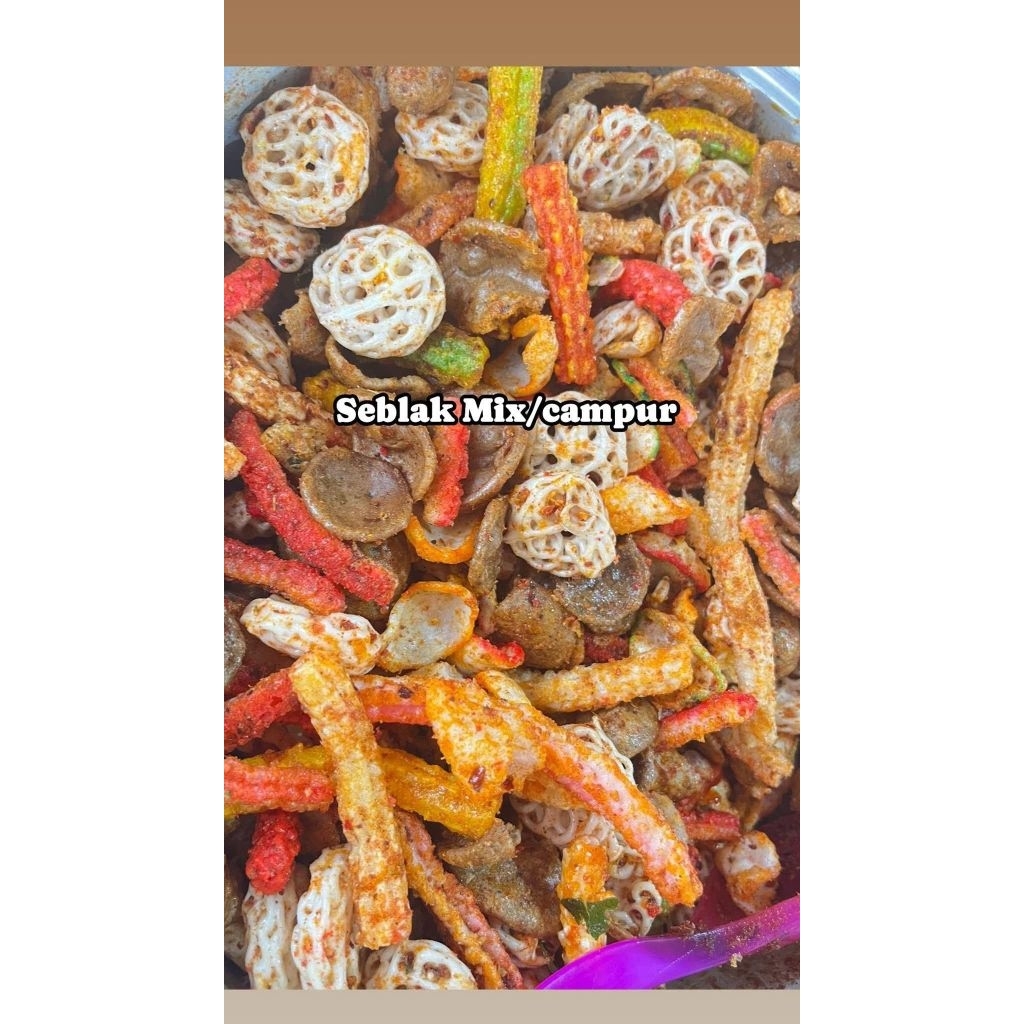 

Kerupuk Seblak mix/Campur Pedas Nampoll Renyah