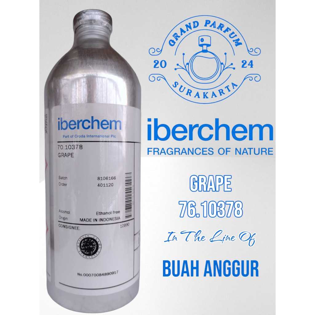 GRAPE ~Buah Anggur~ BY IBERCHEM BIBIT PARFUM KEMASAN SEGEL KALENG 1KG ( ORIGINAL )