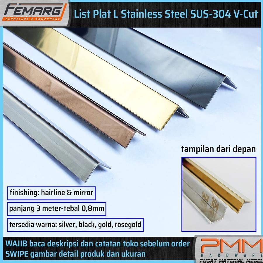 list plat L stainless FEMARG | V-CUT SUS 304