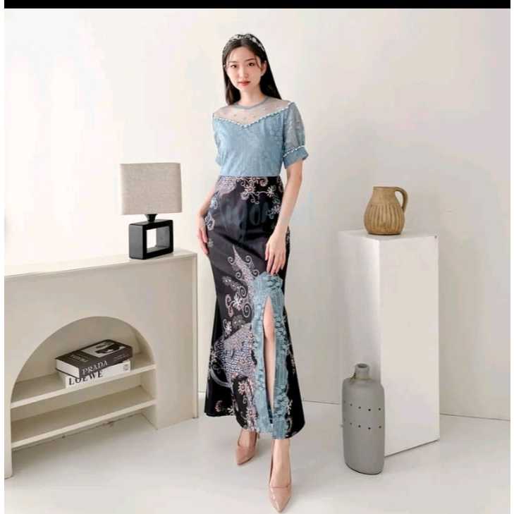 Dress gaun batik mewah casual wanita model terbaru pesta kondangan Kayra