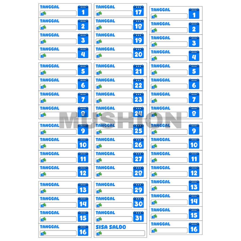 

[BISA COD] Stiker Kalender Dompet Budgeting Disiplin Keuangan Bulanan - Stationery, Paper