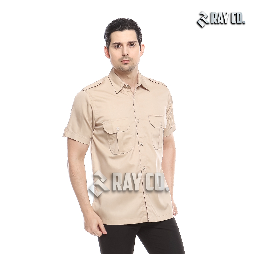 KEMEJA PDH / PDL American Drill  / Baju Kerja Lapangan Kemeja Pria Lengan Pendek Warna Cream
