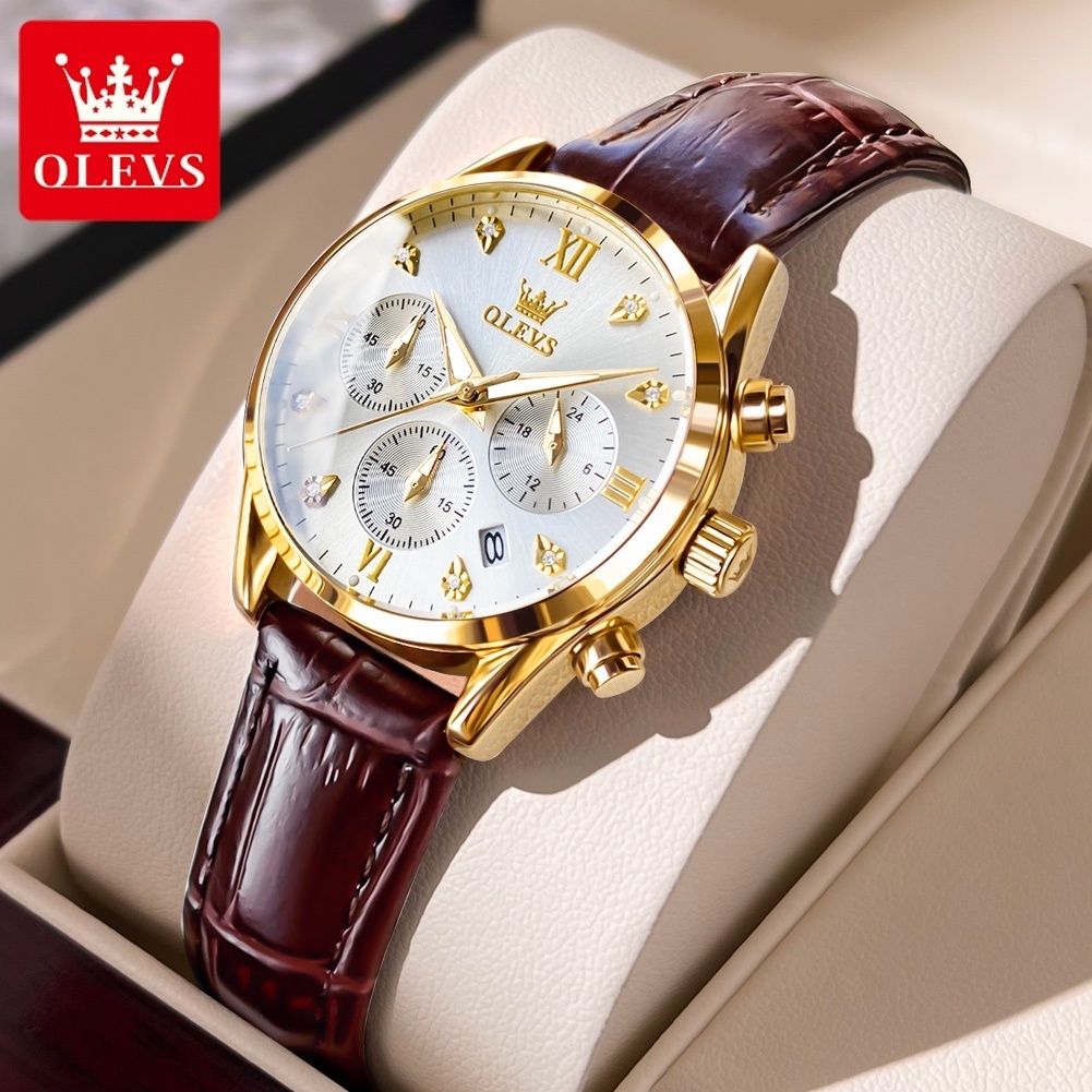 OLEVS Jam Tangan Wanita Original 5523 Anti Air Kecil Kulit Korea Casual luxury Chrono Watch Women