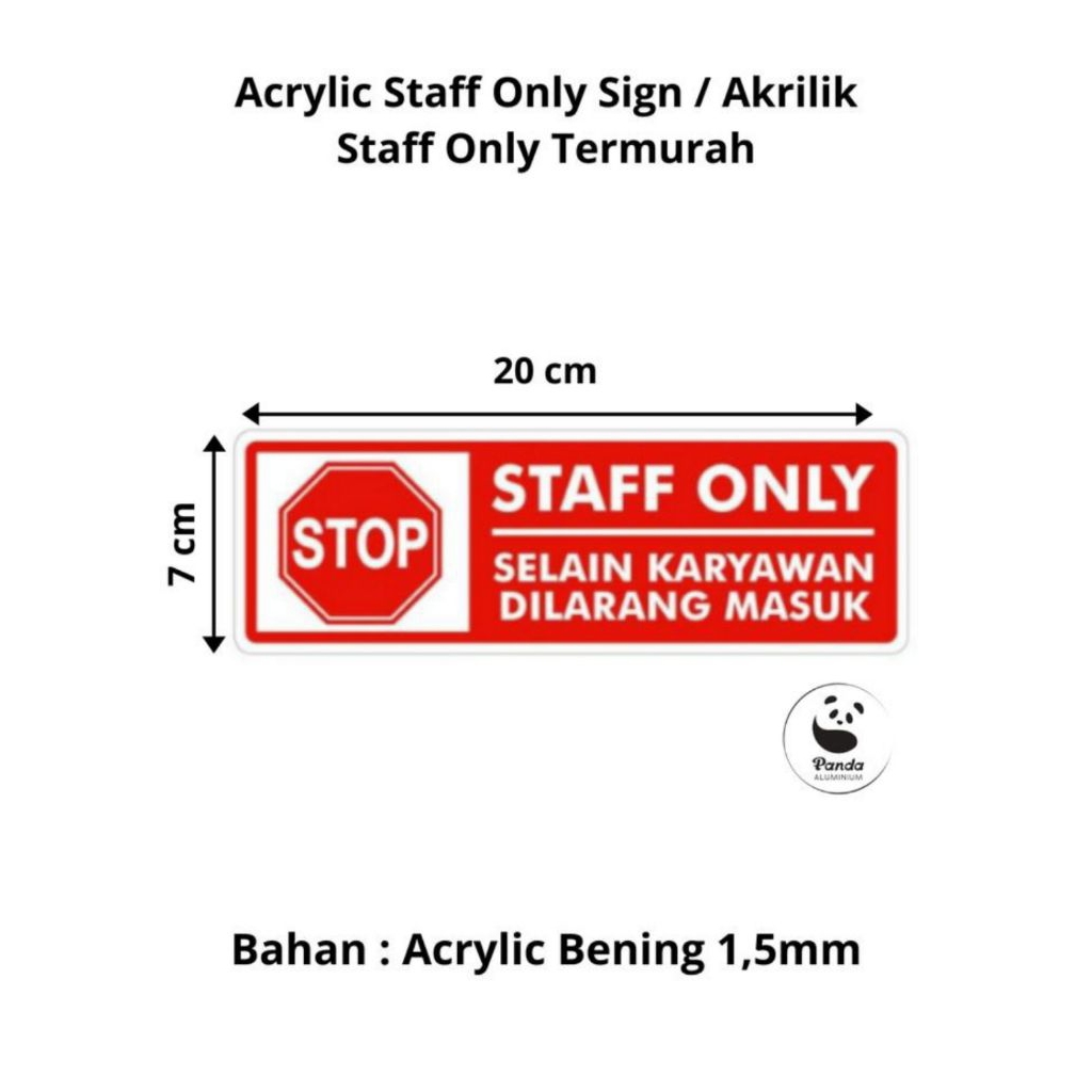 Acrylic Staff Only Sign / Akrilik Staff Only Termurah