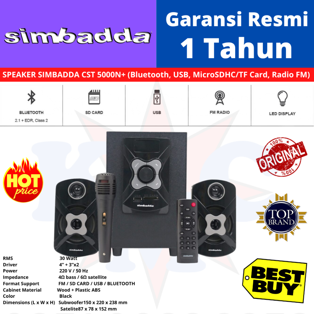 SPEAKER SIMBADDA CST-5000N PLUS SPEAKER BLUETOOTH CST 5000N+  CST 5000
