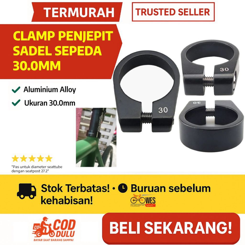 Clamp Penjepit Sadel Jok Sepeda 30.0mm Hitam