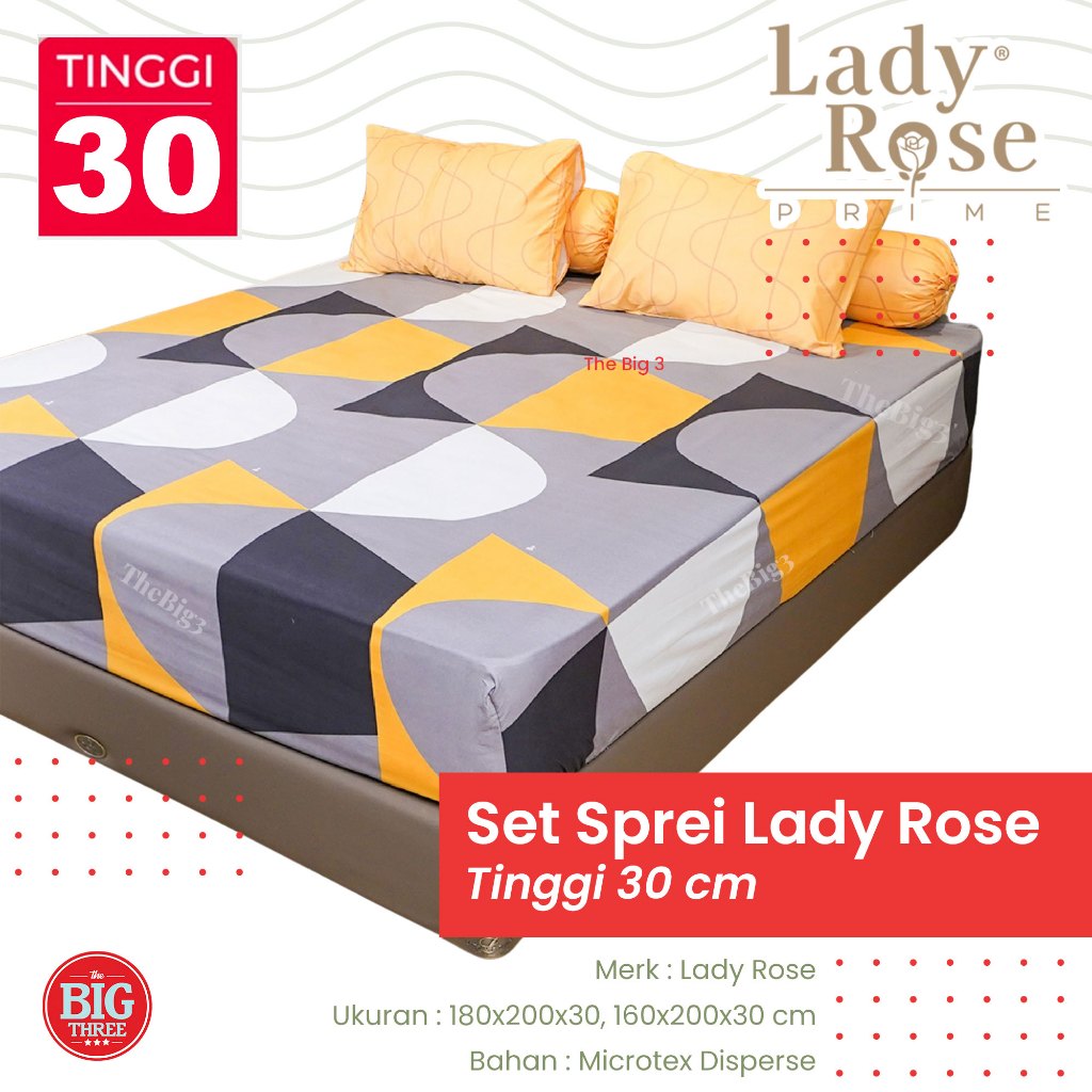 Lady Rose Sprei 180x200 / 160x200 Tinggi 30 Motif Minimalis Bunga Modern Prime 180 160 SP T30 TBT