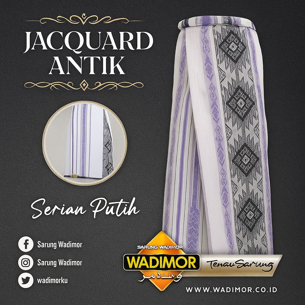 Sarung Wadimor Jacquard Antik Khusus PUTIH