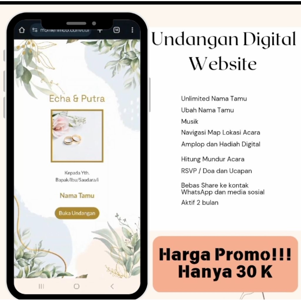 Undangan digital website link web syariah syari  pernikahan wedding premium 2 tanpa foto