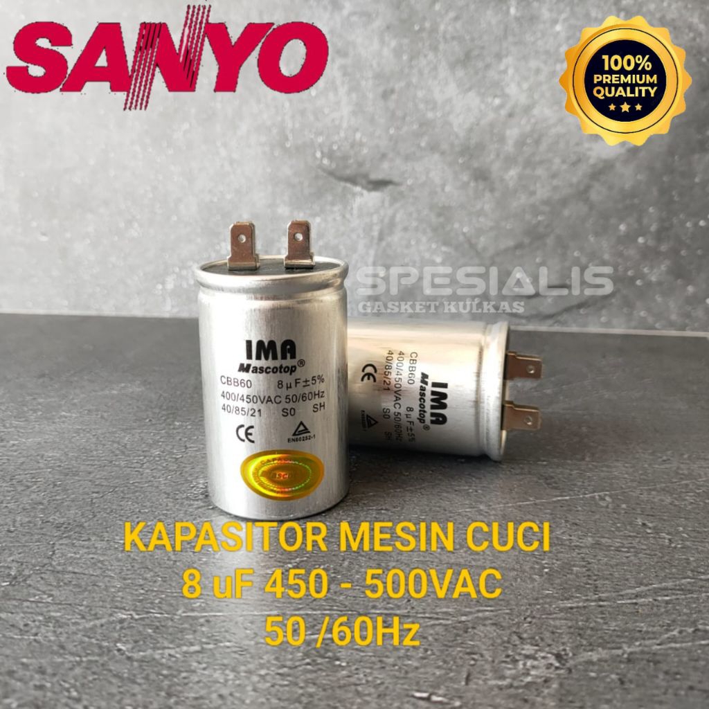 KAPASITOR MESIN CUCI 1 TABUNG 8 UF SANYO