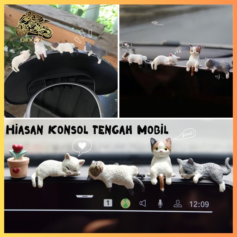 READY 4Pcs Hiasan Dashboard Mobil Lucu / Kucing Kecil Miniatur / Aksesoris Mobil Lucu Dan Unik /