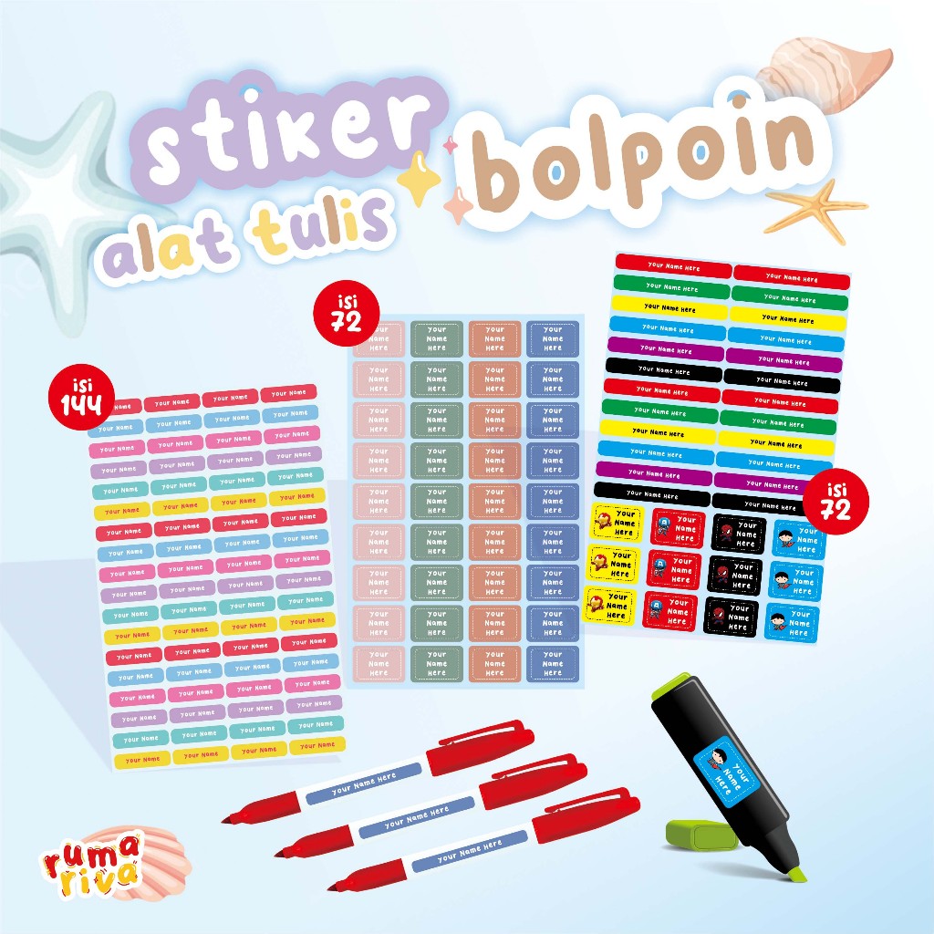 

STICKER NAMA ◽ STICKER PENSIL ◽ LABEL NAMA ANAK ◽ STIKER BOLPOIN ◽ STIKER ALAT TULIS