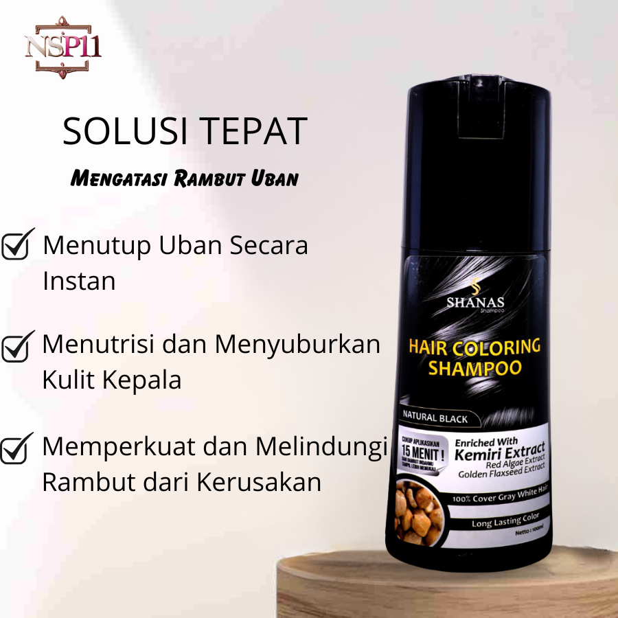 SHANAS Penghitam Rambut Uban Hair Coloring Shampoo Anti Uban Ampuh / Shanas Anti Uban