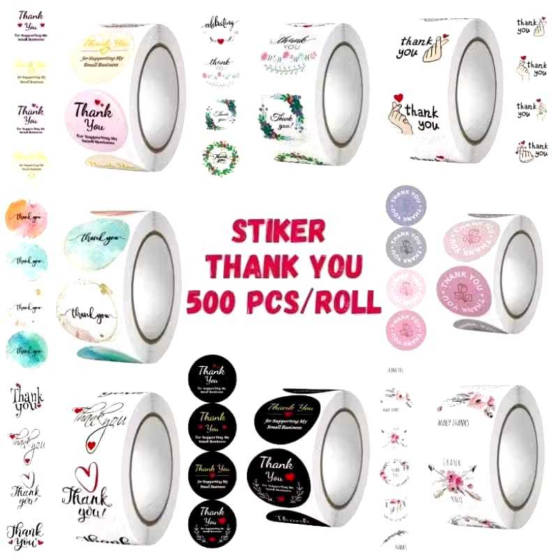 

Veiso_Sticker Thank You Roll Isi 500 Pcs