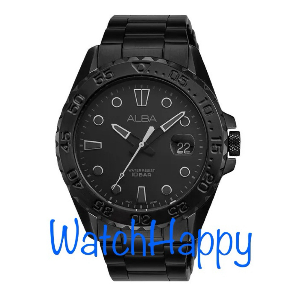 WatchHappy Alba AS9N65X1 Men Sport Watch Black Dial StainlessSteel Black AS9N65 Best Seller Original