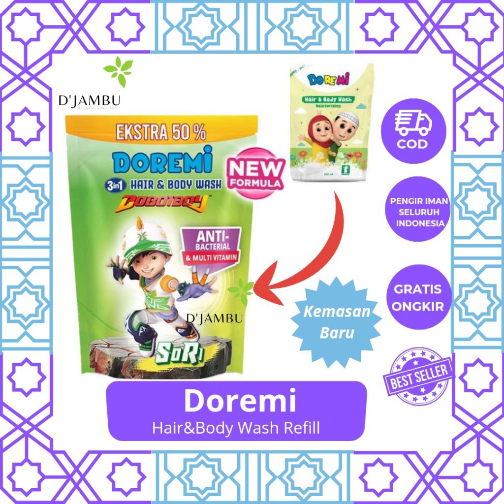 DoReMi Hair & Body Wash Refill 300ml (200ml Extra 100ml)