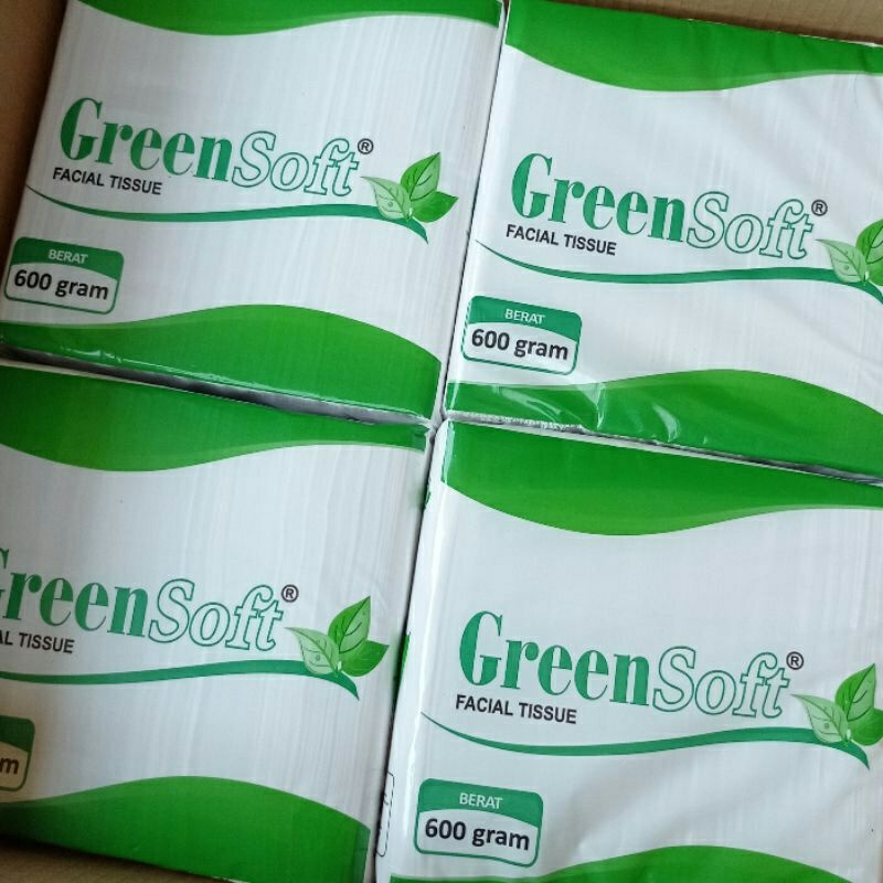 ( PAKET 4 PCS ) Green Soft Facial Tissue 600 Gram - Tisu Wajah Refill Berkualitas - WNN Shop Hemat