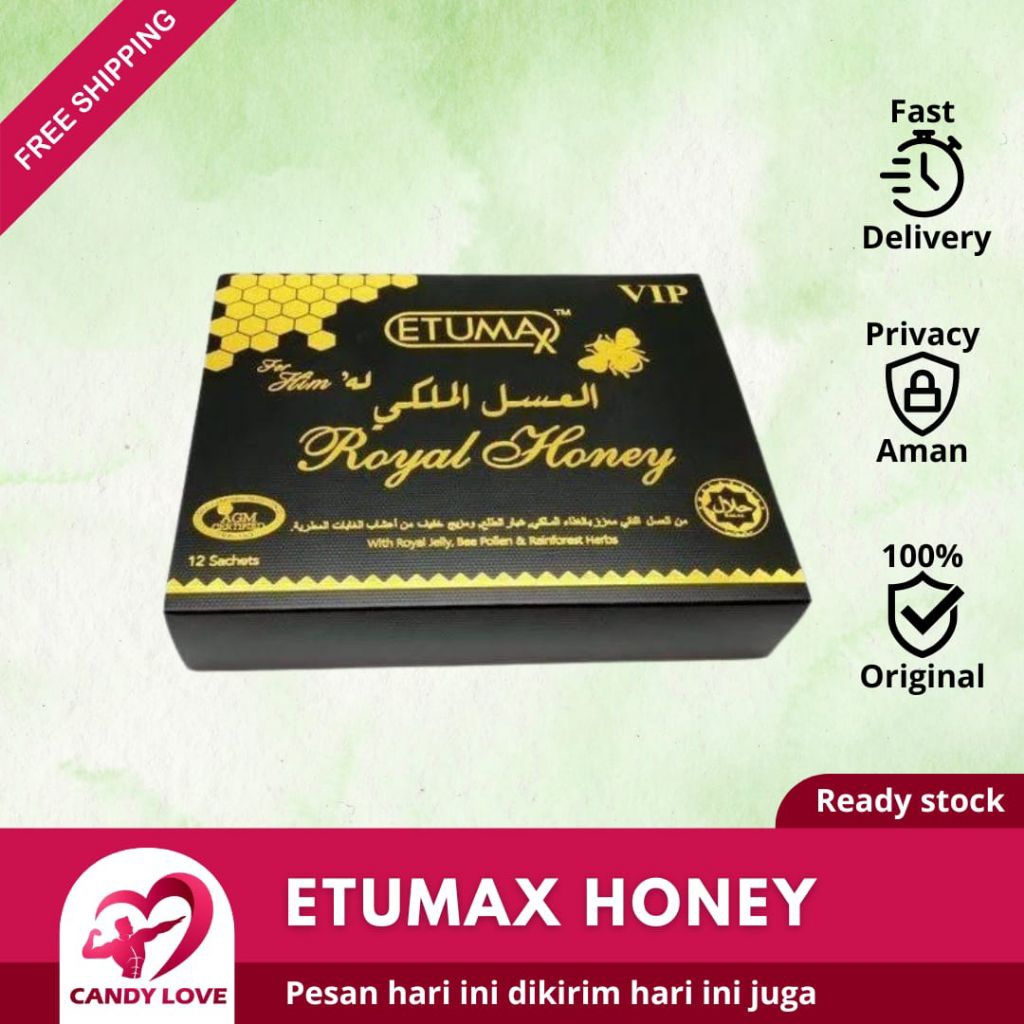 

Etumax Royal Honey VIP Original 1 Box Isi 24 Sachet Asli Dari Malaysia Madu Kuat Pria