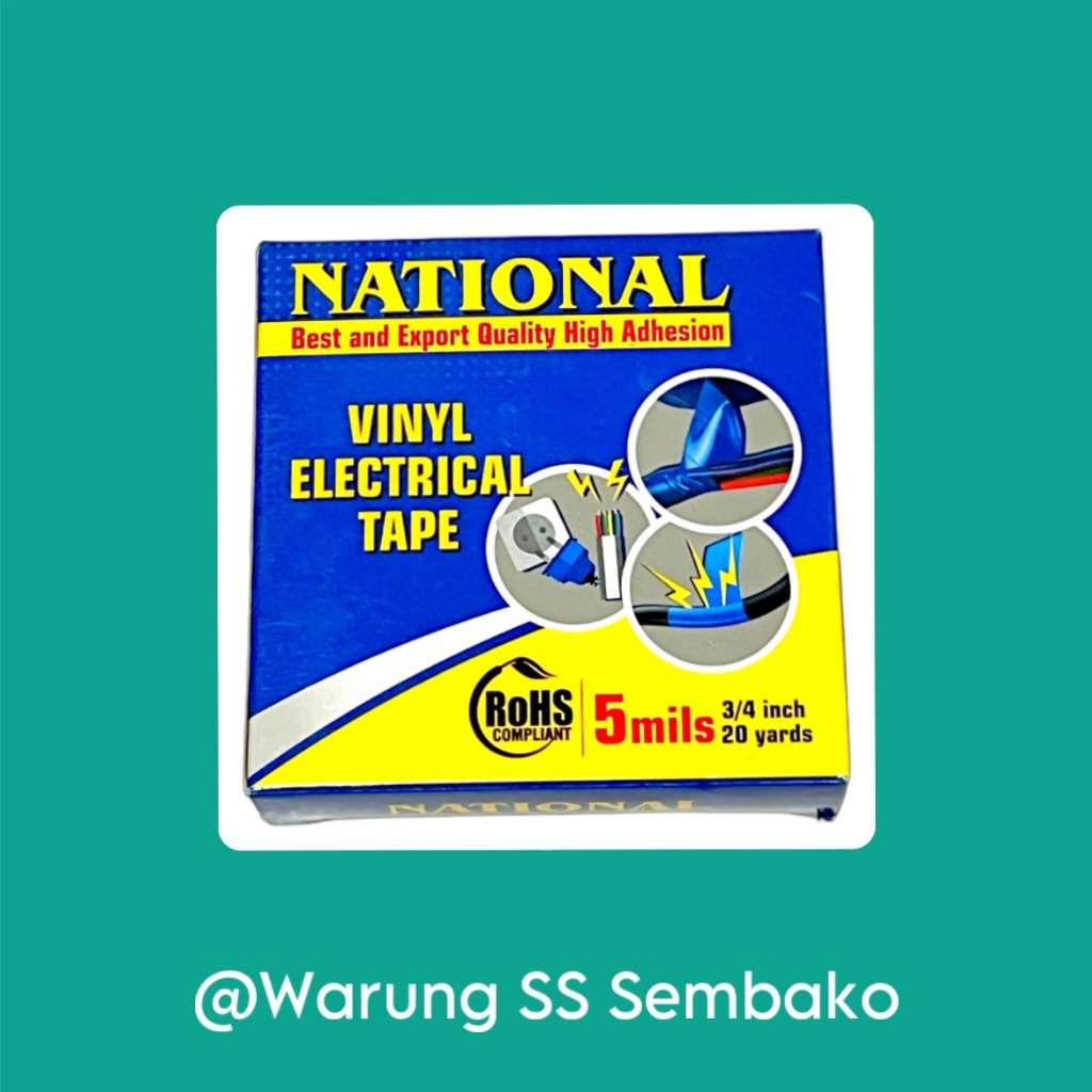 

National Vinyl Electrical Tape Isolasi/Solatip hitam 3/4 inch