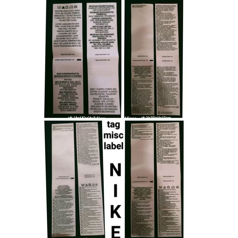 

label merek brand tag (care wash misc) label nike