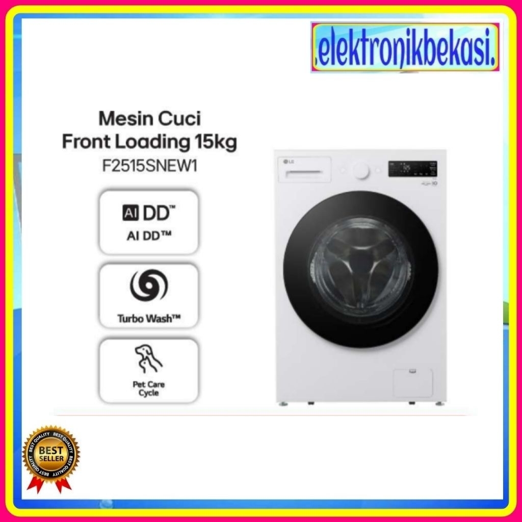 MESIN CUCI LG F 2515 SNEW1 / MESIN CUCI LG FRONT LOADING 15KG / LG F2515SNEW1 MESIN CUCI 15 KG