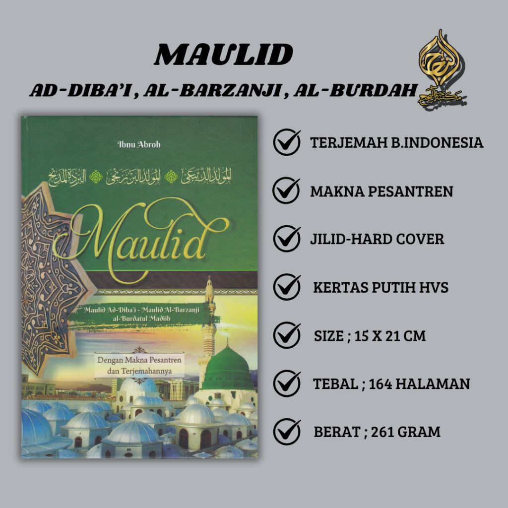 BUKU TERJEMAH KITAB MAULID DIBAK BARZANJI DAN BURDAH DISERTAI MAKNA PESANTREN , ISYFA'LANA