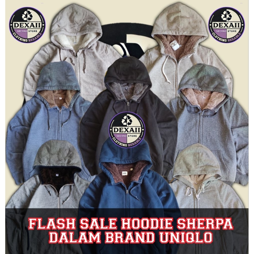 FLASHSALE JACKET HOODIE SHERPA DALAM SECOND BRAND UNIQLO