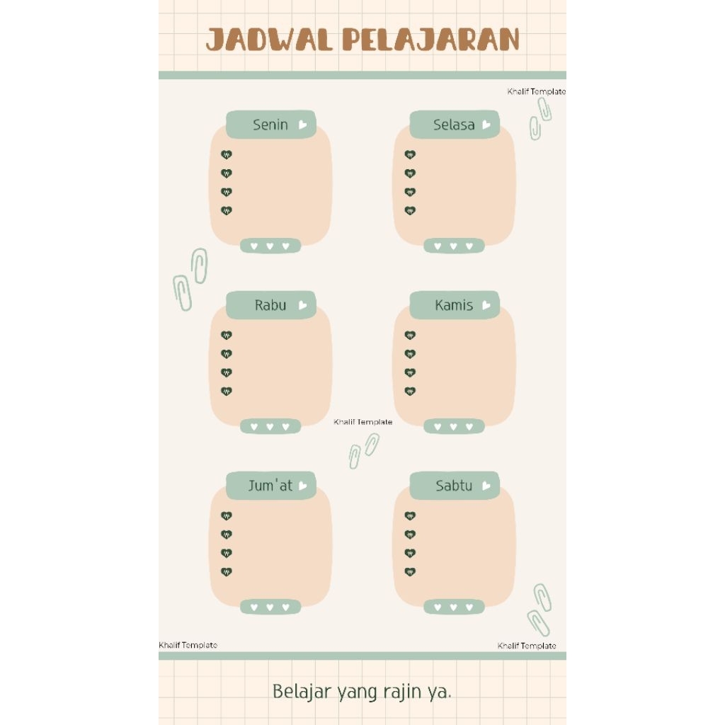 

Template Jadwal Pelajaran Anak SD | Printable PDF & Canva Editable | Desain Estetik & Lucu