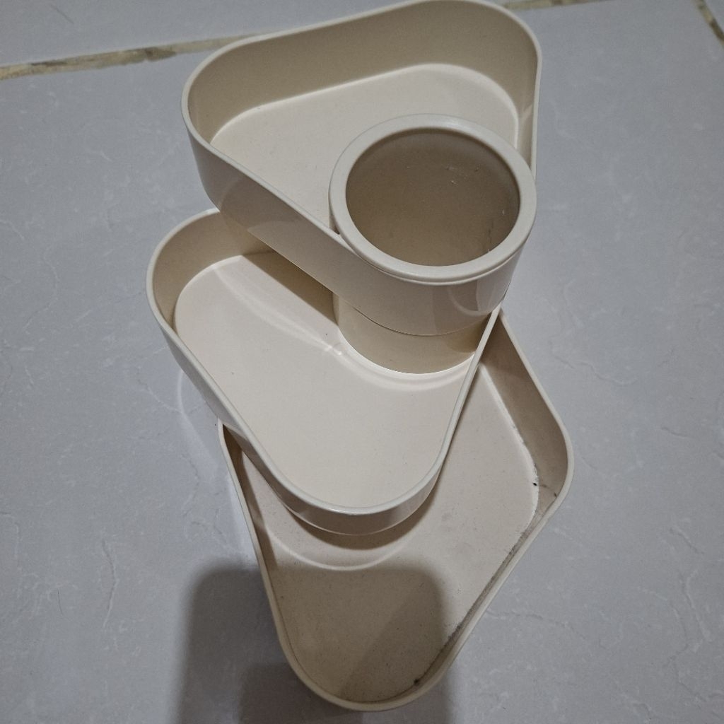 Rak pulpen, atk 3 tingkat warna cream Miniso (preloved)