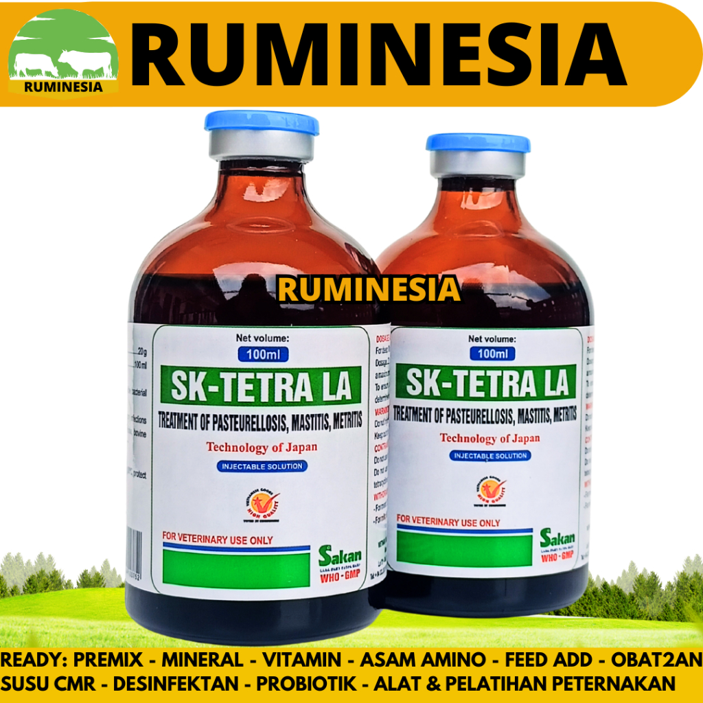 SK TETRA LA 100ML SAKAN - Antibiotik Hewan Spektrum Luas Atasi Infeksi Pada Ternak Long Acting