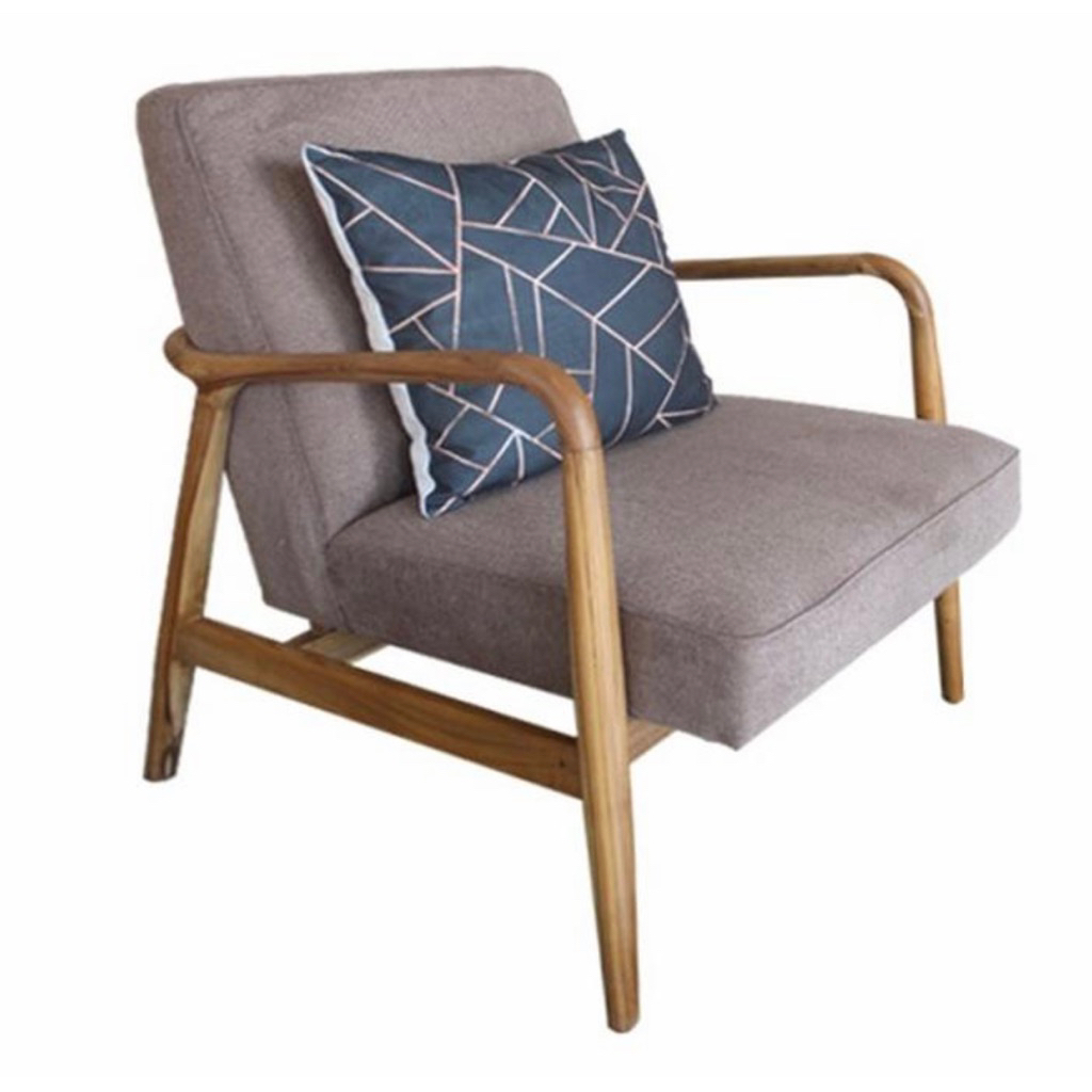 Kursi santai kayu jati modern sofa single dengan bantalan