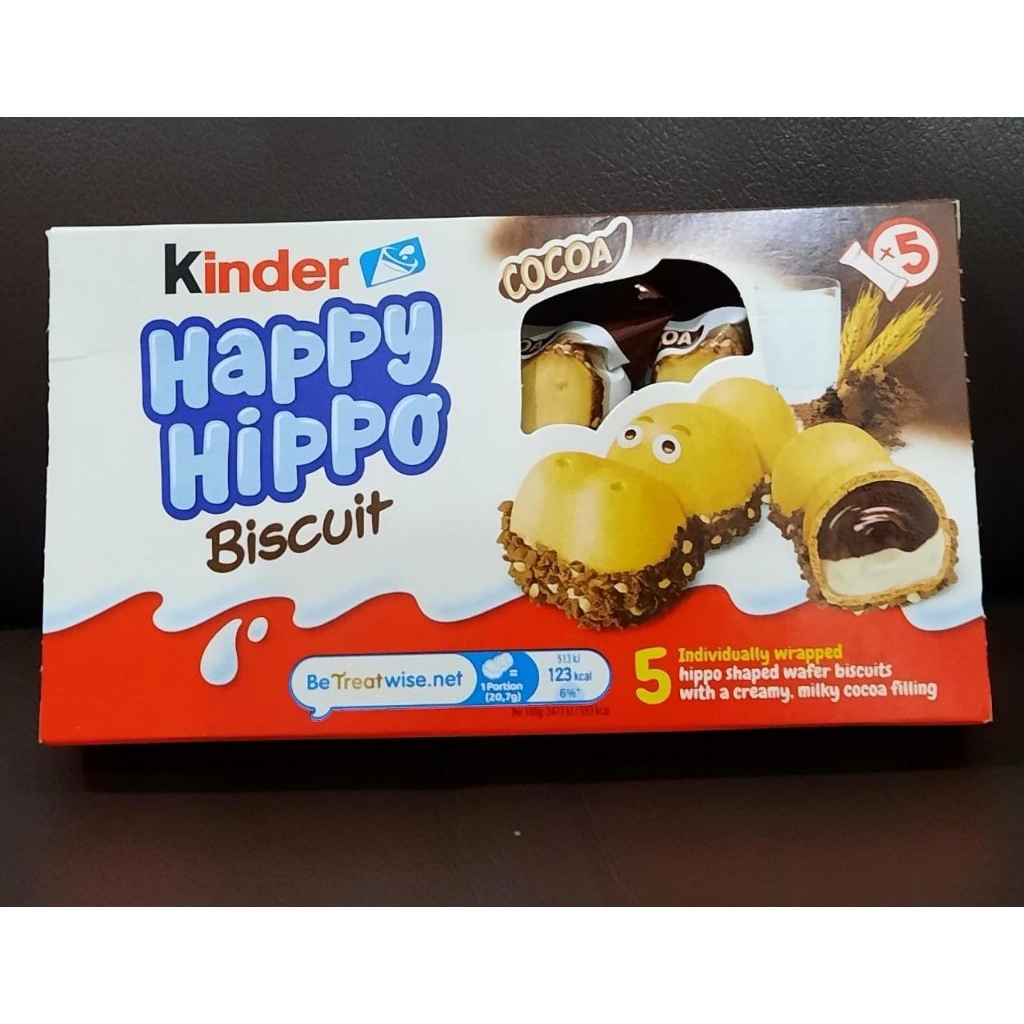 

5 individually wrapped Hippo shapped wafer biscuits with a creamy milky cocoa filling Expired : 15 Nov 2025From Singapore