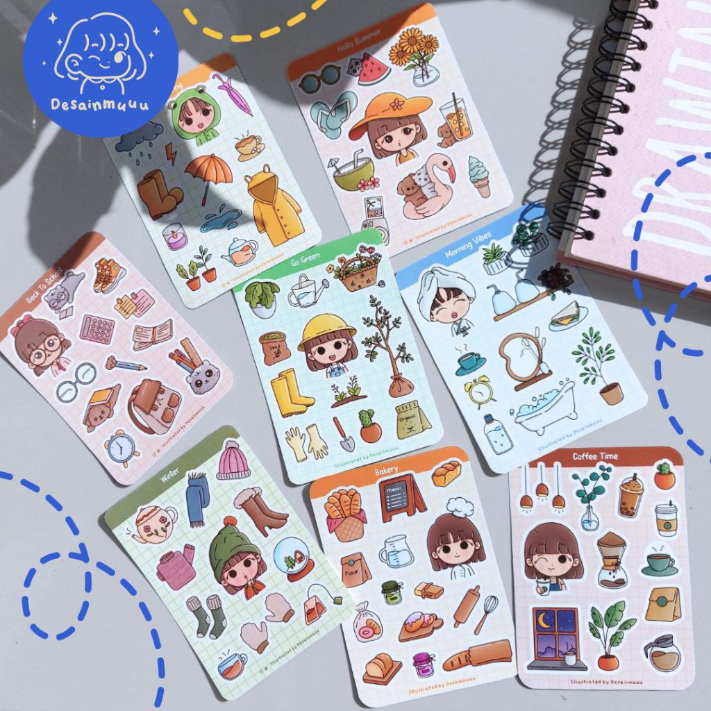 

Cute Girl Daily Planner Sticker Sheet by Desainmuuu